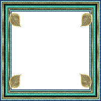 Frame  Gold Blue Green Leaf  - Bogusia - 免费PNG