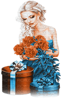 soave woman gift box flowers 8 march blue orange - gratis png