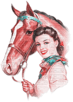 soave woman vintage horse  pink teal