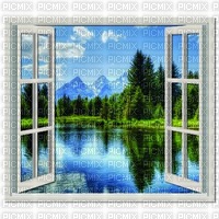 open window nature green background fond - δωρεάν png