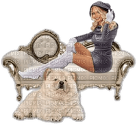 kvinna-soffa-hund - besplatni png