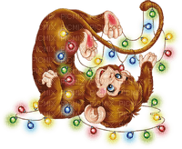 Kaz_Creations Deco Cute Monkey Lights  Christmas Noel - PNG gratuit