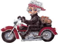 motorcycle grandma - Gratis geanimeerde GIF