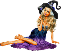 Woman.Witch.Halloween.Black.Blue.Purple - δωρεάν png