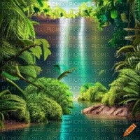 Green Jungle Waterfall - Free PNG