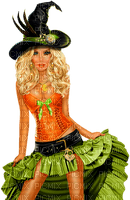 Steampunk.Woman.Witch.Halloween.Black.Green.Orange - 無料png