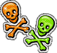 green/orange skulls - Ilmainen animoitu GIF