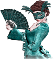 soave woman carnival mask  fan pink teal - δωρεάν png