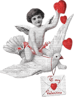 soave deco cupid boy children vintage dove bird - Free PNG