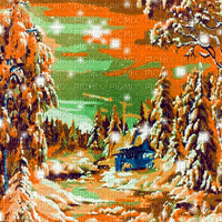 BG  winter.fir.snow.orange.idca - Бесплатный анимированный гифка