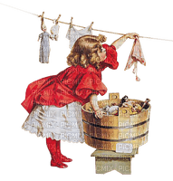 vintage laundry wash girl - darmowe png