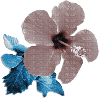 soave deco summer tropical flowers blue brown - PNG gratuit