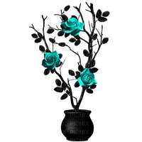 Gothic.Roses.Black.Teal - Free PNG