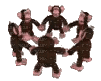 Monkey spinning holding hands - GIF animado grátis