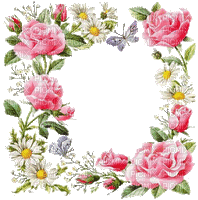 cadre fleur rose  frame roses - GIF animé gratuit