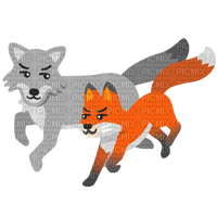 emojikitchen wolf & fox - gratis png