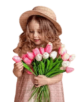 Little Girl with tulips - фрее пнг