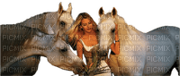 femme et chevaux - gratis png