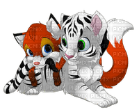 Bébé tigre blanc et renard - PNG gratuit