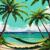 Tropical Beach and Hammock - kostenlos png