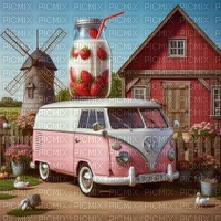 Strawberry Milkshake Van - безплатен png
