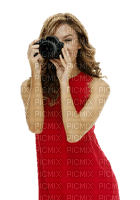 woman in red with camera sunshine3 - png ฟรี