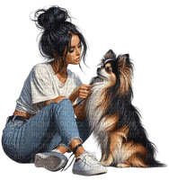 Woman, dog. Leila - PNG gratuit