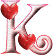 Kaz_Creations Alphabets With Heart Pink Colours Letter K - Free animated GIF
