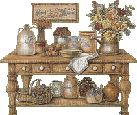 Country table with Jars - Gratis geanimeerde GIF