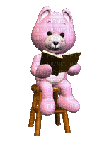ani---nalle läser--------teddybear - Бесплатни анимирани ГИФ