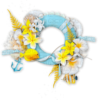 Cluster.Frame.Summer.Gold,Yellow,White.Blue - Free PNG