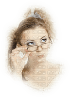 woman with reading glasses bp - png ฟรี