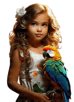 niña y loro - Rubicat - PNG gratuit
