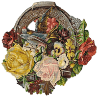 Hufeisen, vintage, Blumen, Vogel - zadarmo png