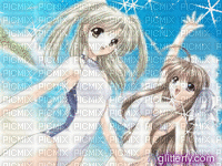 beach anime girls - GIF animado grátis