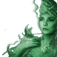 Y.A.M._Fantasy woman girl green - darmowe png