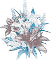 soave deco flowers spring lilies branch blue brown - Free PNG