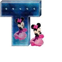 image encre animé effet lettre T Minnie Disney  edited by me - Бесплатный анимированный гифка