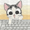 Kitten playing on the PC keyboard - Бесплатни анимирани ГИФ
