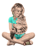 girl and  cat  dubravka4 - ücretsiz png