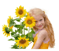 enfant fillette tournesol  child sunflower - Free PNG
