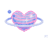 pink and blue heart planet - Gratis animeret GIF