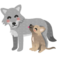 emojikitchen wolf & wolf pup - PNG gratuit