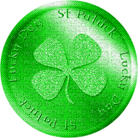 Coin.Clover.Text.Lucky Day.St.Patrick.Green - Free PNG