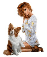Femme avec un chien - nemokama png
