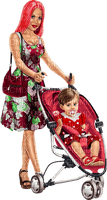 Mother with a child in a pram. Woman. Leila - gratis png