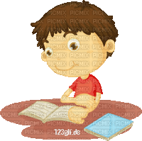 boy reading book - GIF animado grátis