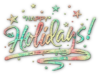 soave text happy holidays  deco pink green yellow - bezmaksas png