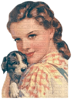 Vintage Woman with a puppy - ücretsiz png