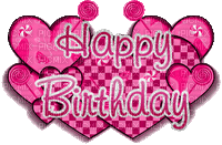 glitter pink happy birthday text hearts cute - Бесплатный анимированный гифка